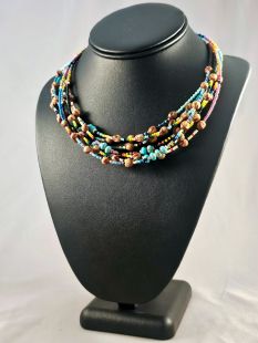 Native American Navajo Made Turquoise, Glass and Ghost Bead Chokers