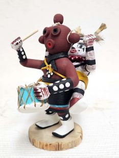 Native American Navajo Made Double Mudhead and Clown Kachina Doll
