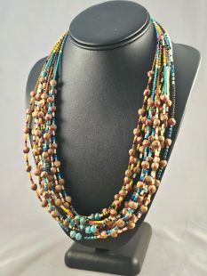 Native American Navajo Made Turquoise, Glass and Ghost Bead Necklaces
