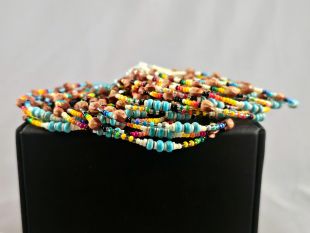 Native American Navajo Made Turquoise, Glass and Ghost Bead Bracelet