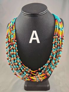 Native American Navajo Made Glass and Ghost Bead Necklaces 