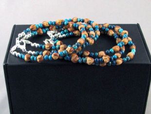 Native American Navajo Made Ghost Bead and Turquoise Bracelet