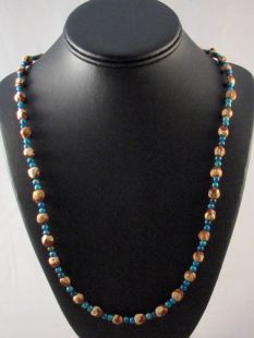 Native American Navajo Made Ghost Bead and Turquoise Necklace