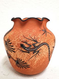 Native American Zuni Handbuilt and Handpainted Fluted Pot