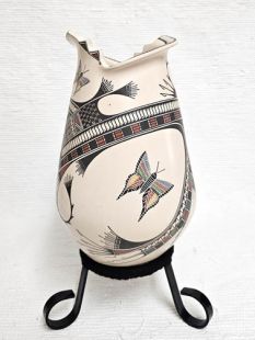 Mata Ortiz Handbuilt and Handpainted Vase with Butterflies