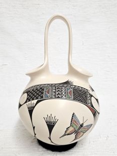 Mata Ortiz Handbuilt and Handpainted Wedding Vase with Butterflies