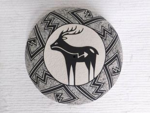 Native American Acoma Handbuilt and Handpainted Seed Pot with Deer