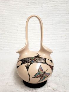 Mata Ortiz Handbuilt and Handpainted Wedding Vase with Butterflies