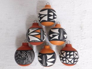 Native American Acoma Made Ceramic Christmas Ball Ornaments