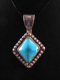 Native American Santo Domingo Made Pendant with Turquoise