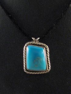 Native American Santo Domingo Made Pendant with Turquoise