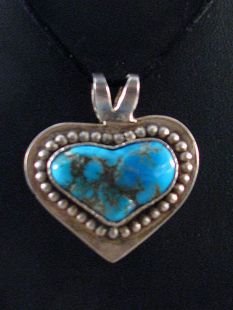 Native American Santo Domingo Made Pendant with Turquoise