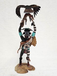 Native American Hopi Carved Left Handed Hunter Kachina Doll (Katsina Doll)