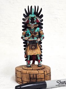 Native American Hopi Carved Ahote Warrior Kachina Doll (Katsina Doll)--Blue