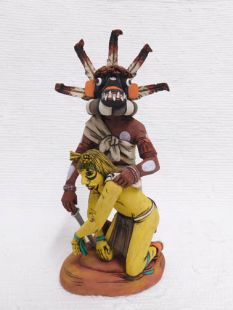 Native American Hopi Carved Ogre Disciplinarian Kachina Doll (Katsina Doll) and Clown