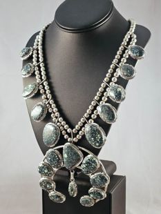 Native American Navajo Made Squash Blossom Necklace--Vintage 