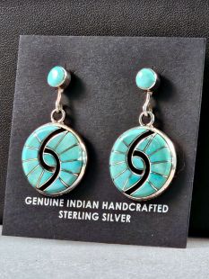 Native American Zuni Made Inlaid Earrings--Vintage 
