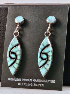 Native American Zuni Made Inlaid Earrings--Vintage 