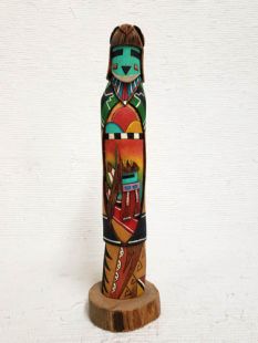 Native American Hopi Carved Corn Maiden and Longhair Redbeard Kachina Sculpture (Katsina Sculpture)