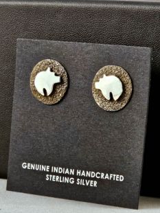 Native American Zuni/Navajo Made Earrings with Bear