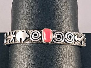 Native American Zuni/Navajo Made Cuff Bracelet with Coral