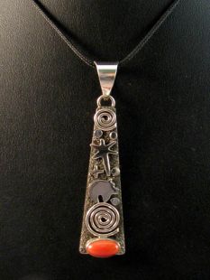Native American Zuni/Navajo Made Pendant with Coral