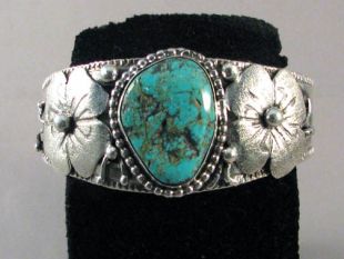 Native American Navajo Made Cuff Bracelet with Turquoise