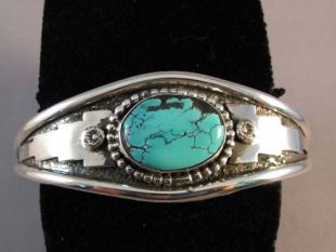 Native American Navajo Made Cuff Bracelet with Turquoise