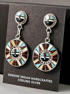 Native American Zuni Made Earrings with Sunface (Zia)