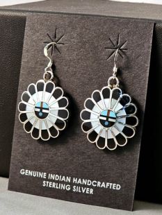 Native American Zuni Made Earrings with Sunface (Zia)