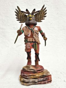 Native American Hopi Carved Owl Warrior Kachina Doll (Katsina Doll)