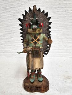 Native American Hopi Carved Ahote Warrior Katsina Doll--Blue