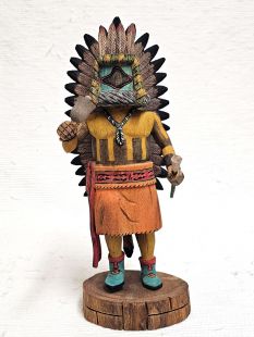 Native American Hopi Carved Chasing Star Planetary Katsina Doll--Blue