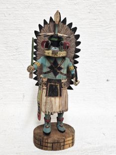 Native American Hopi Carved Ahote Warrior Kachina Doll (Katsina Doll)--Blue