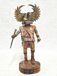 Native American Hopi Carved Owl Warrior Kachina Doll (Katsina Doll)