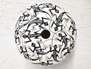 Native American Acoma Handpainted Seed Pot with Lizards