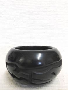 Vintage Native American Santa Clara Handbuilt and Handcarved Pot with Water Serpent