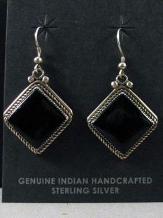 Vintage Native American Navajo Made Earrings with Onyx