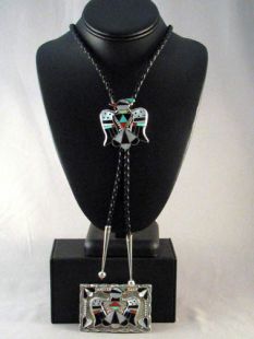 Vintage Native American Zuni Made Thunderbird Bolo and Buckle