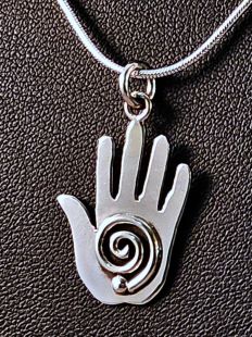 Native American Zuni/Cochiti Made Pendant--Healing Hand on Chain