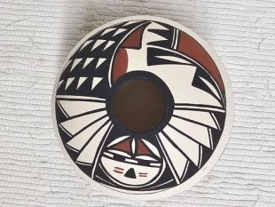 Native American Acoma Handpainted and Tool Marked Seed Pot