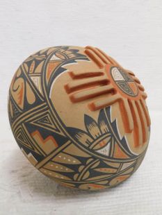 Native American Jemez Handbuilt and Handpainted 3-D Seed Pot with Zia