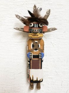 Old Style Hopi Carved Bear Traditional Powerful Warrior Katsina Doll--Zuni Blue Bear