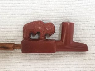 Native American Made Pipestone Buffalo Pipe 
