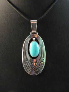 Navajo Made Pendant with Turquoise Drop Necklace 