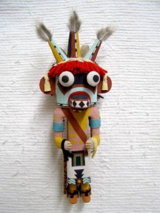 Old Style Hopi Carved Three-Horn Traditional Dancer Katsina Doll