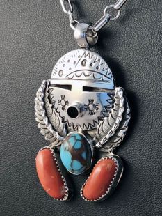 Native American Zuni Made Kachina Mask Necklace