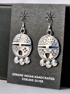 Native American Zuni Made Kachina Mask Earrings