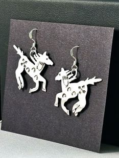 Native American Zuni Made Horse Earrings 
