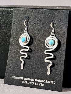 Native American Zuni Made Migration Earrings with Turquoise 